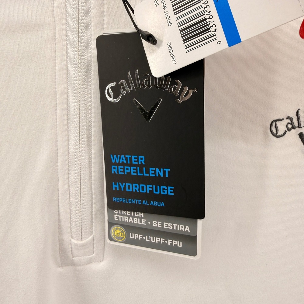 NEW Callaway Opti-Dri 1/4 Zip Pullover Mens XL Bright White‎ Hydrofuge Golf UPF - Picture 11 of 13